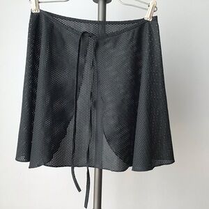 Vintage black perforated swim beach bikini cover up skirt